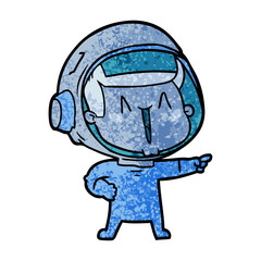 happy cartoon astronaut pointing