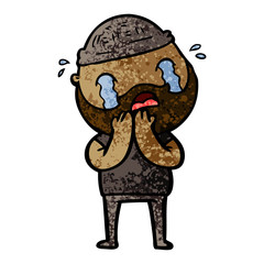 cartoon bearded man crying