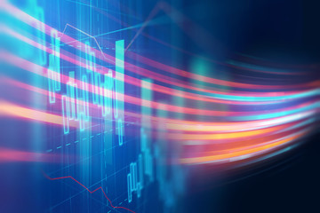 Fototapeta premium technical financial graph on technology abstract background