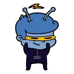 shy cartoon spaceman