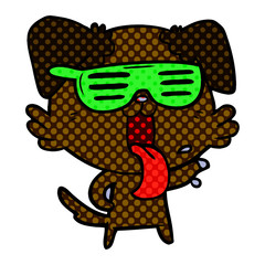 cartoon panting dancing dog