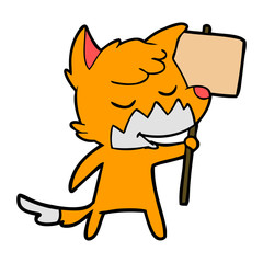 fox cartoon character with protest sign