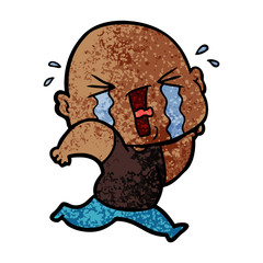 cartoon crying bald man