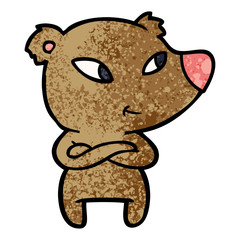 cute cartoon bear with crossed arms