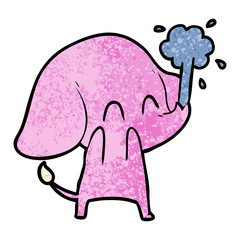 cute cartoon elephant spouting water