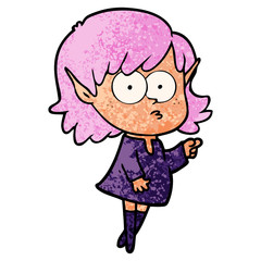 cartoon elf girl pointing