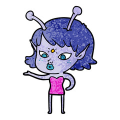 pretty cartoon alien girl