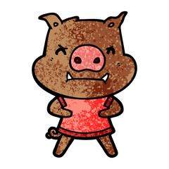 angry cartoon pig
