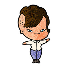 cute cartoon girl with hipster haircut