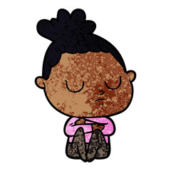 cartoon calm woman