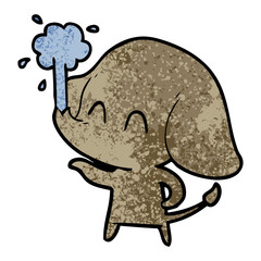 cute cartoon elephant spouting water