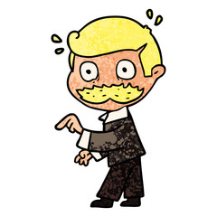 cartoon man with mustache making a point