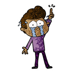 cartoon crying man trying to ask a question
