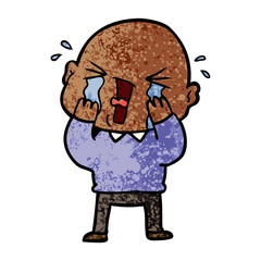 cartoon crying bald man