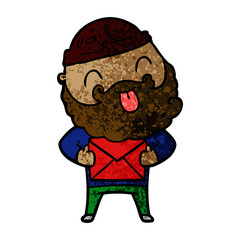 man with beard sticking out tongue