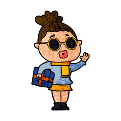 cartoon woman wearing sunglasses