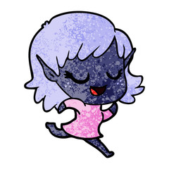 happy cartoon elf girl running