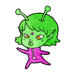 pretty cartoon alien girl