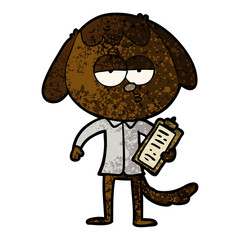 cartoon bored dog in office clothes