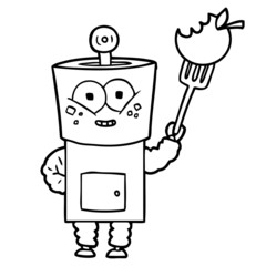 happy cartoon robot waving hello