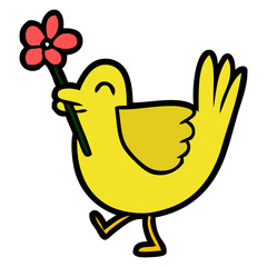 cartoon bird with flower