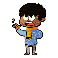 worried cartoon boy
