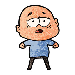 cartoon tired bald man