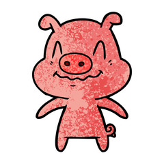 nervous cartoon pig
