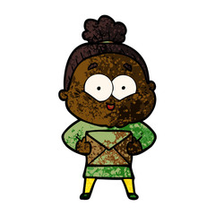 cartoon happy old woman