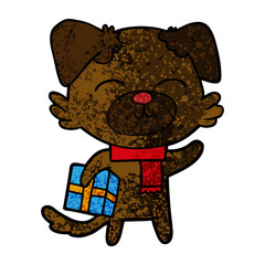 cartoon dog ready for xmas