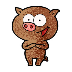 cheerful pig cartoon