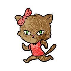 cute cartoon cat jogging