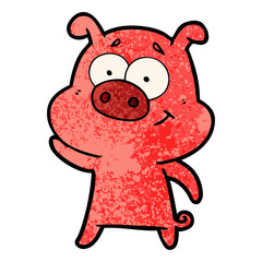 happy cartoon pig