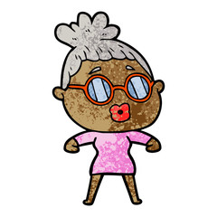 cartoon woman wearing spectacles