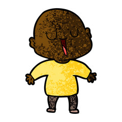 happy cartoon bald man