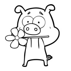 happy cartoon pig