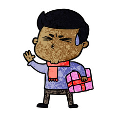 cartoon man sweating