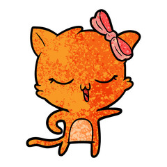 cartoon cat with bow on head