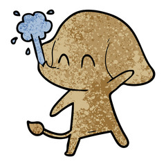 cute cartoon elephant spouting water