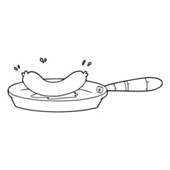cartoon frying sausage
