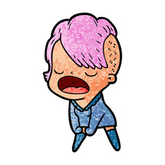 cartoon cool hipster girl talking