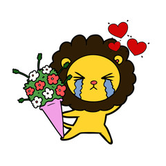 cartoon crying lion in love