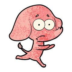 cartoon unsure elephant running away
