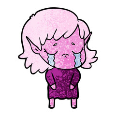 cartoon crying elf girl