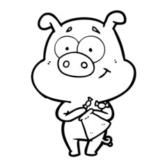 Obraz na płótnie Canvas happy cartoon pig with candy