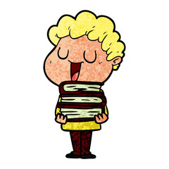 laughing cartoon man with books