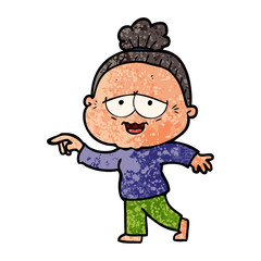 Obraz premium cartoon happy old lady