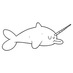 cartoon narwhal © lineartestpilot