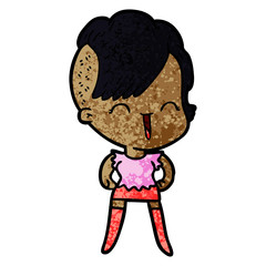 cartoon happy hipster girl