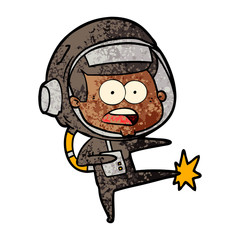 cartoon surprised astronaut kicking